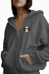 Kadın Shih Tzu Baskılı Oversize Fermuarlı Hoodie