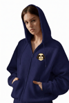 Kadın Shih Tzu Baskılı Oversize Fermuarlı Hoodie