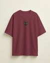 Kadın Siyah Kedi Baskılı Oversize Tişört – Minimal Black Cat Tasarım