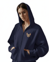 Kadın Sphynx Kedi Baskılı Tam Boy Fermuarlı Oversize Hoodie