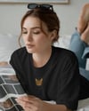Kadın Tekir Kedi Baskılı Oversize Tişört – Minimal Tabby Cat Tasarım