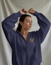 Kadın Tekir Kedisi Baskılı Tam Boy Fermuarlı Oversize Hoodie
