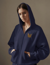 Kadın Tekir Kedisi Baskılı Tam Boy Fermuarlı Oversize Hoodie
