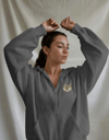 Kadın Uzun Tüylü Kedi Baskılı Tam Boy Fermuarlı Oversize Hoodie