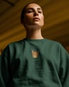 KADIN YEŞİL RAHAT KESİM SWEATSHIRT | DTF BASKILI BİSİKLET YAKA