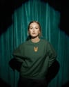 KADIN YEŞİL RAHAT KESİM SWEATSHIRT | DTF BASKILI BİSİKLET YAKA