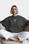 KADIN YEŞİL RAHAT KESİM SWEATSHIRT | DTF BASKILI BİSİKLET YAKA