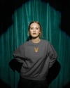 KADIN YEŞİL RAHAT KESİM SWEATSHIRT | DTF BASKILI BİSİKLET YAKA