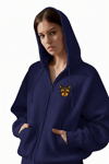 Kadın Yorkshire Terrier Baskılı Oversize Fermuarlı Hoodie