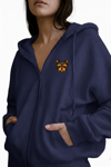 Kadın Yorkshire Terrier Baskılı Oversize Fermuarlı Hoodie