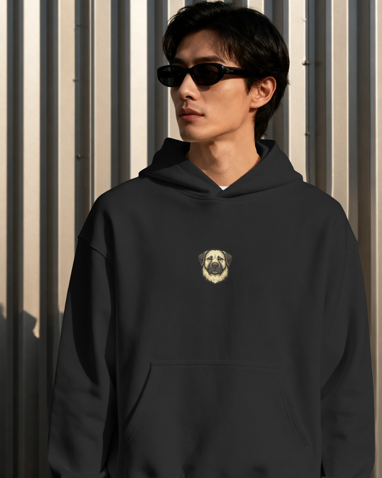 Kangal Köpek Baskılı Unisex Oversize Hoodie – Güçlü Minimal Tasarım