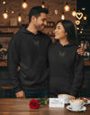 Kedi Temalı Çift Hoodie – Siyam Kedisi – Sevgililer Günü Özel Tasarım – Siyah Kapüşonlu Sweatshirt Seti