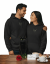 Kedi Temalı Çift Hoodie – Siyam Kedisi – Sevgililer Günü Özel Tasarım – Siyah Kapüşonlu Sweatshirt Seti