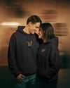 Kedi Temalı Çift Hoodie – Tekir Kedi – Sevgililer Günü Özel Tasarım – Siyah Kapüşonlu Sweatshirt Seti
