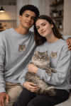 Maine Coon Kedi Desenli Çift Sweatshirt – Unisex Sevgili Kombini