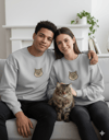 Maine Coon Kedi Desenli Çift Sweatshirt – Unisex Sevgili Kombini