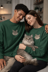Maine Coon Kedi Desenli Çift Sweatshirt – Unisex Sevgili Kombini