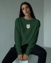 Mavi Gözlü Husky Baskılı Kadın Sweatshirt – Antrasit Regular Fit Minimal Tasarım