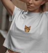 Minimal Bengal Kedi Baskılı Siyah Crop Tişört Kadın Oversize Rahat Kalıp