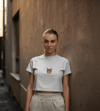 Minimal Bengal Kedi Baskılı Siyah Crop Tişört Kadın Oversize Rahat Kalıp