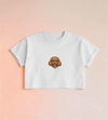 Minimal Gülümseyen Toy Poodle Baskılı Beyaz Crop Tişört Kadın
