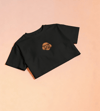 Minimal Gülümseyen Toy Poodle Baskılı Beyaz Crop Tişört Kadın