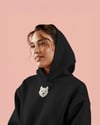 Minimal Husky Desenli Siyah Unisex Kapüşonlu Sweatshirt – DTF Baskı