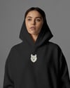 Minimal Husky Desenli Siyah Unisex Kapüşonlu Sweatshirt – DTF Baskı