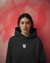 Minimal Husky Desenli Siyah Unisex Kapüşonlu Sweatshirt – DTF Baskı