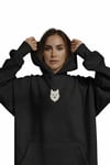 Minimal Husky Desenli Siyah Unisex Kapüşonlu Sweatshirt – DTF Baskı