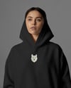 Minimal Husky Desenli Siyah Unisex Kapüşonlu Sweatshirt – DTF Baskı