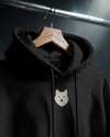 Minimal Husky Figürlü Siyah Unisex Kapüşonlu Sweatshirt – DTF Baskı
