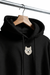Minimal Husky Figürlü Siyah Unisex Kapüşonlu Sweatshirt – DTF Baskı