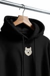 Minimal Husky Figürlü Siyah Unisex Kapüşonlu Sweatshirt – DTF Baskı