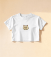 Minimal Persian Kedi Baskılı Beyaz Crop Tişört Kadın Rahat Kalıp