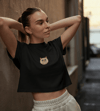 Minimal Persian Kedi Baskılı Beyaz Crop Tişört Kadın Rahat Kalıp