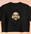 Minimal Toy Poodle Baskılı Beyaz Crop Tişört Kadın Rahat Kalıp