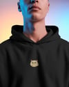 Persian Kedili Hoodie Unisex %100 Pamuk | Siyah Kapüşonlu Sweatshirt Göğüs Ortası Minimal Logo