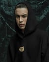 Persian Kedili Hoodie Unisex %100 Pamuk | Siyah Kapüşonlu Sweatshirt Göğüs Ortası Minimal Logo