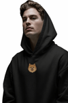 Pomeranian Figürlü Siyah Unisex Kapüşonlu Sweatshirt – DTF Baskı