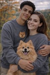 Pomeranian Köpek Desenli Sevgili Sweatshirt – Unisex Çift Kombini