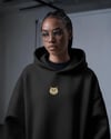 Ragdoll Kedili Hoodie Unisex %100 Pamuk | Siyah Kapüşonlu Sweatshirt Göğüs Ortası Minimal Logo