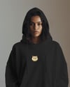 Ragdoll Kedili Hoodie Unisex %100 Pamuk | Siyah Kapüşonlu Sweatshirt Göğüs Ortası Minimal Logo