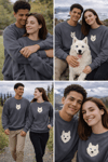 Samoyed Köpek Desenli Sevgili Sweatshirt – Unisex Çift Kombini