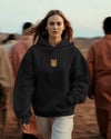 Sarman (Ginger Tabby) Kedili Hoodie Unisex %100 Pamuk | Siyah Kapüşonlu Sweatshirt Göğüs Ortası Minimal Logo