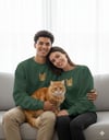 Sarman Kedi Desenli Sevgili Sweatshirt – Unisex Çift Kombini