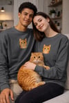 Sarman Kedi Desenli Sevgili Sweatshirt – Unisex Çift Kombini