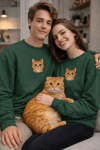 Sarman Kedi Desenli Sevgili Sweatshirt – Unisex Çift Kombini