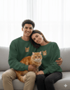 Sarman Kedi Desenli Sevgili Sweatshirt – Unisex Çift Kombini