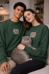 Scottish Fold Kedi Desenli Sevgili Sweatshirt – Unisex Çift Kombini